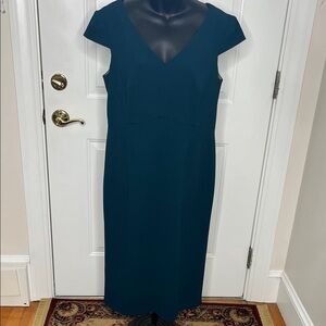 Connected Apparel Teal Midi Dress with Cap Sleeves